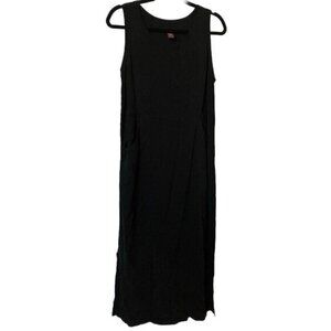 Vintage Ojai Floral Satin Black Sleeveless Maxi Dress Made USA Medium Goth Fairy